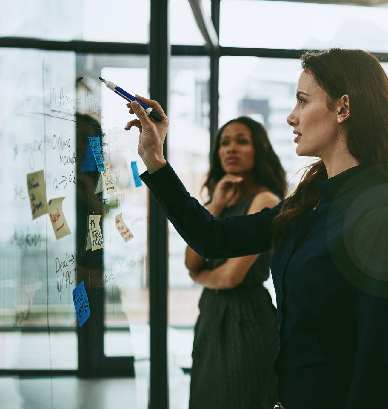 Arbeit an einer Strategie im Team